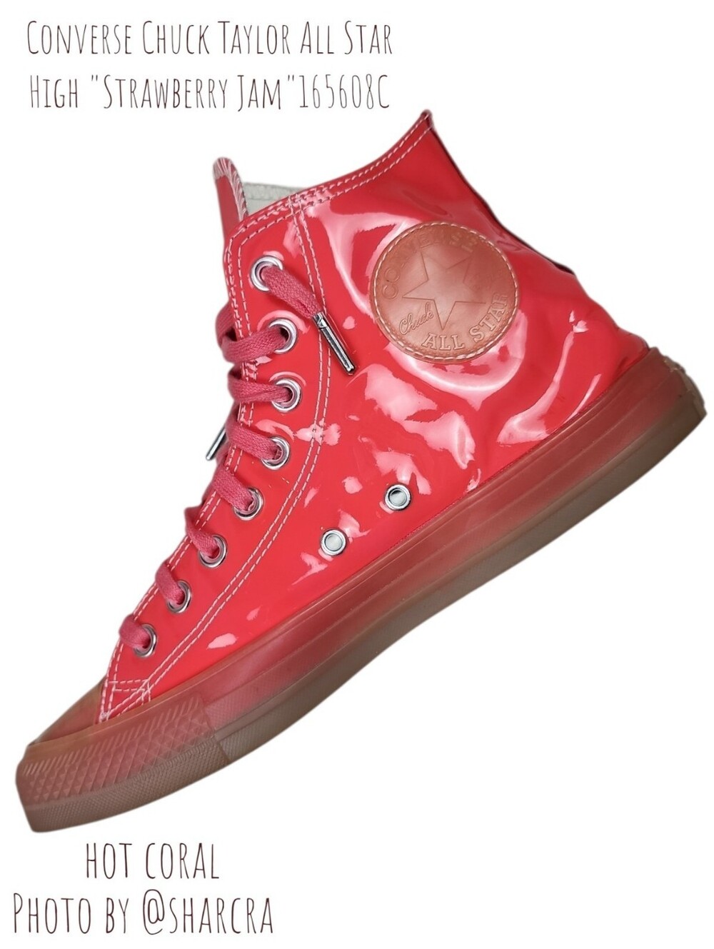 Converse Chuck Taylor All Star High Top Sneaker Hot Coral  Leather Women 8.5